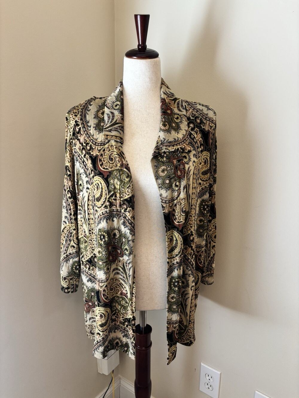 The Travel Collection Vintage Liquid Knit Boho Cardigan Silky Size 2X